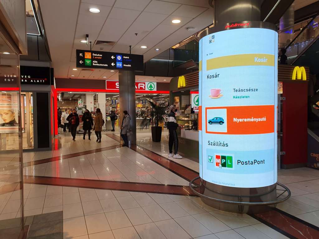 Coloanele publicitare LED în centrele comerciale Allee, Duna și ETELE Plaza 4